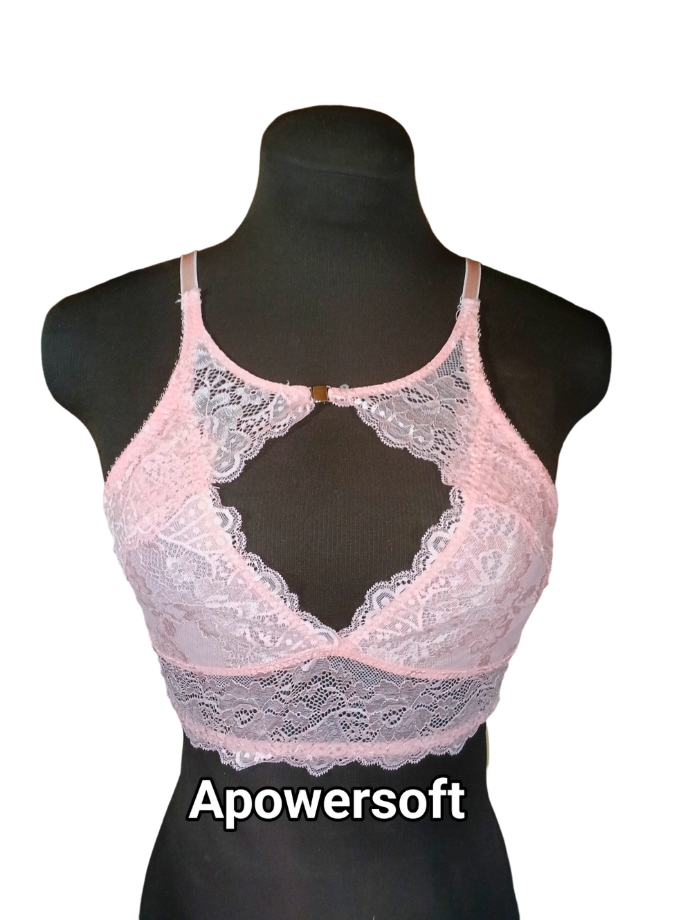 Real Lingerie Pink Lace Front Clasp Bralette Keyhole Detail Size Medium